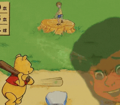 Winnie The Pooh Boy Standing On Stump GIF