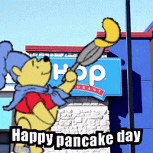 Winnie The Pooh Celebrating Pancake Day At Hop Restaurant GIF