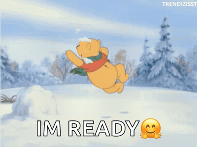 Winnie The Pooh Dancing In Snow Saying I'm Ready GIF