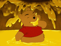 Winnie The Pooh Eating And Playing With Honey GIF