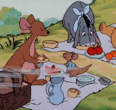 Winnie The Pooh Eeyore And Kangaroo Picnic GIF