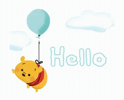 Winnie The Pooh Flying With Hello Balloon GIF
