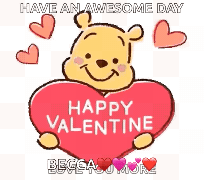 Winnie The Pooh Holding A Heart That Says Happy Valentine On It GIF