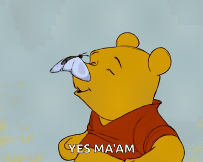 Winnie The Pooh Holding Butterfly On Nose Saying Yes Ma'am GIF