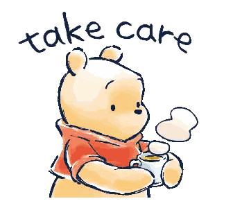Winnie The Pooh Holding Coffee Take Care Sticker