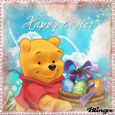 Winnie The Pooh Holding Easter Basket Happy Easter GIF