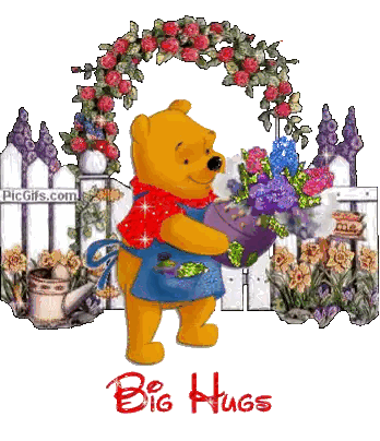 Winnie The Pooh Holding Flowers Big Hugs Sticker