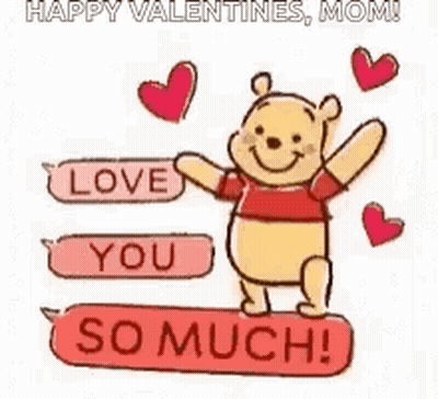 Winnie The Pooh Holding Happy Valentines Mom Sign GIF