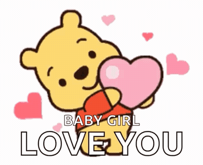 Winnie The Pooh Holding Heart Baby Girl Love You GIF
