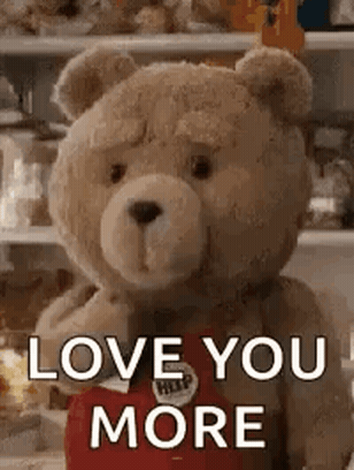 Winnie The Pooh Holding Love You Russ Sign Surrounded By Hearts GIF