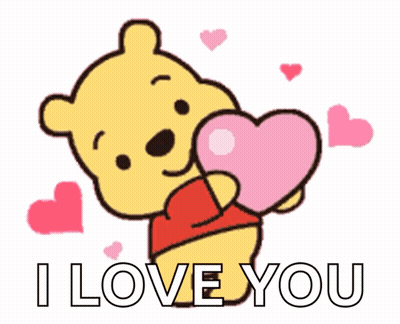 Winnie The Pooh Holding Pink Heart I Love You GIF