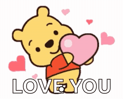 Winnie The Pooh Holding Pink Heart I Love You GIF