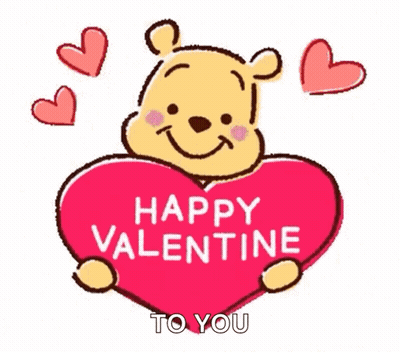 Winnie The Pooh Holding Red Heart Saying Happy Valentine To You GIF