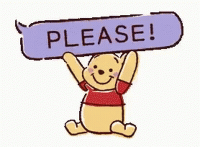 Winnie The Pooh Holding Speech Bubble Saying Please GIF