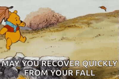 Winnie The Pooh Holding Umbrella And Leaf GIF