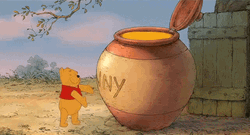 Winnie The Pooh Hugging A Huge Jar Of Honey GIF