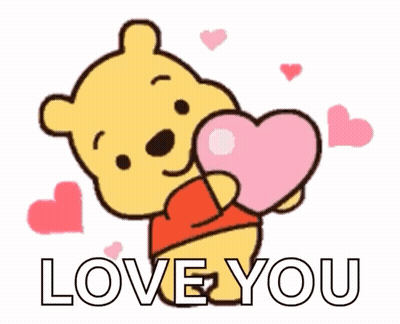 Winnie The Pooh Is Holding A Pink Heart In His Hands And Saying I Love You GIF