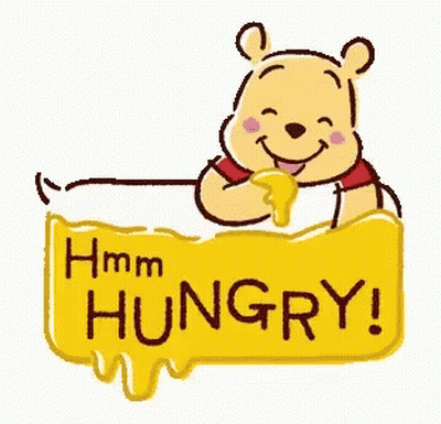 Winnie The Pooh Is Holding A Sign That Says Hmm Hungry . GIF