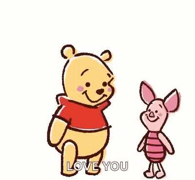 Winnie The Pooh Is Holding Piglet In His Arms Surrounded By Red Hearts . GIF