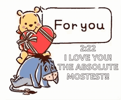 Winnie The Pooh Is Riding On The Back Of Eeyore While Holding A Chocolate Heart . GIF