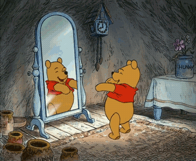Winnie The Pooh Looking At Reflection In Mirror GIF