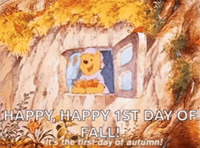 Winnie The Pooh Looking Out Window Happy 1St Day Of Fall GIF
