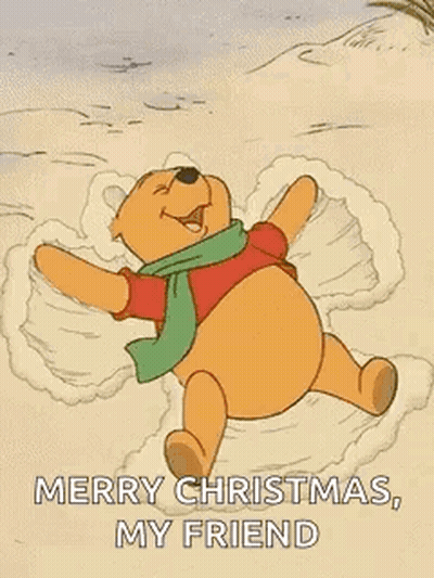 Winnie The Pooh Making A Snow Angel On Beach GIF