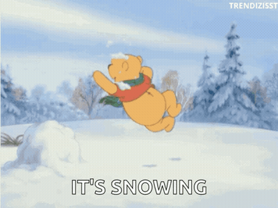Winnie The Pooh Playing In Snow GIF