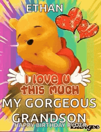 Winnie The Pooh Saying I Love You This Much My Gorgeous Grandson GIF