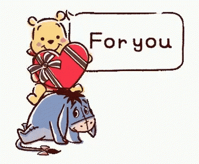 Winnie The Pooh Sitting On Eeyore Holding Heart Saying You GIF