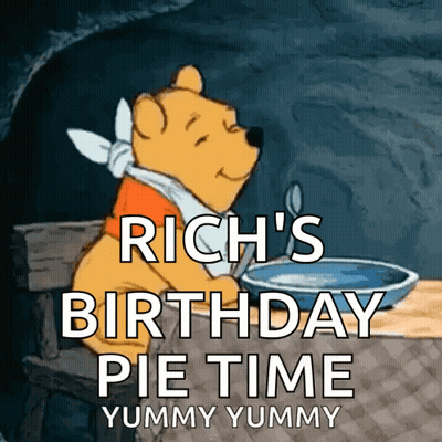 Winnie The Pooh Sitting With Food And Birthday Pie GIF