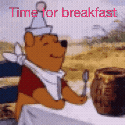 Winnie The Pooh Sitting With Honey Jar And Spoon GIF