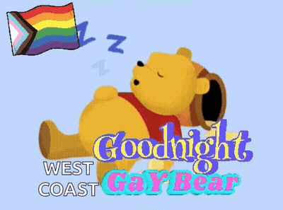 Winnie The Pooh Sleeping With Rainbow Flag GIF