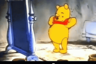 Winnie The Pooh Standing In Front Of Mirror GIF