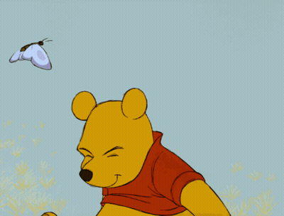 Winnie The Pooh With Blue Butterfly On Nose GIF