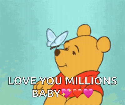 Winnie The Pooh With Butterfly Love You Millions Baby GIF