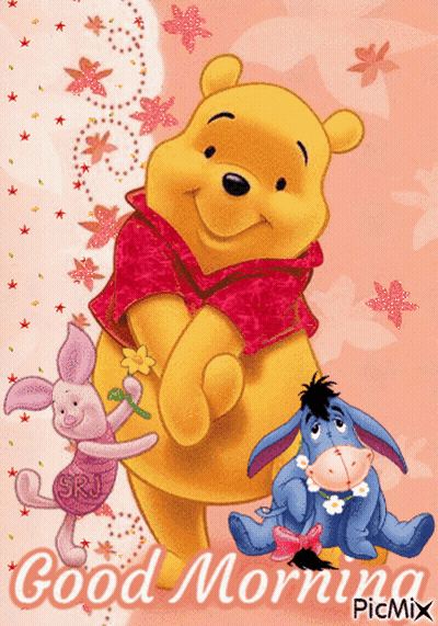 Winnie The Pooh With Piglet And Eeyore Saying Good Morning GIF