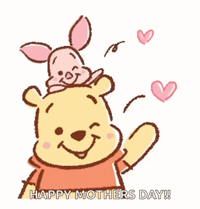 Winnie The Pooh With Piglet On His Shoulders Happy Mothers Day GIF
