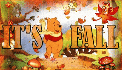 Winnie The Pooh With Scarf Saying It's Fall GIF