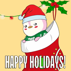 Winter Break Penguin In Happy Holidays Sock GIF