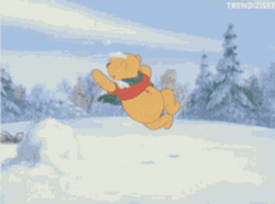 Winter Break Winnie Pooh Jumping Playing Snow GIF