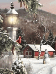 Winter Christmas With Falling Snow Scene