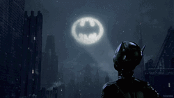 Winter Night Bat Signal On GIF