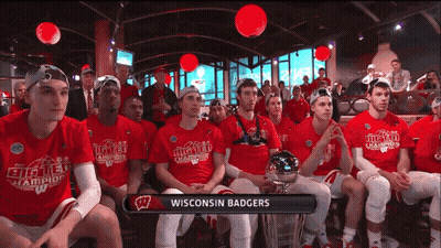Wisconsin Badgers Basketball Players Sitting In Room GIF