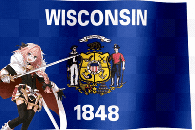 Wisconsin Flag Woman Holding Sword GIF