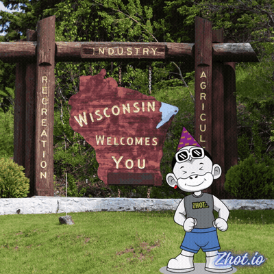 Wisconsin Gay Pride Poster With Rainbow Flag GIF