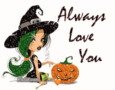 Witch And Pumpkin Saying Always Love You GIF