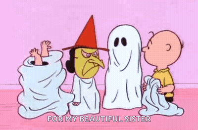 Witch And Two Ghosts For My Beautiful Sister GIF