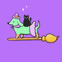 Witch Dog And Cat Cute Halloween GIF
