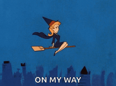 Witch Flying On Broom On My Way GIF